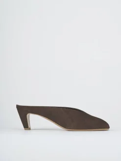 Ciabatte tacco 5cm camoscio testa