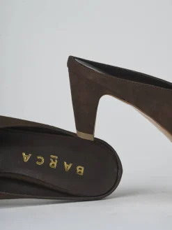 Ciabatte tacco 5cm camoscio testa