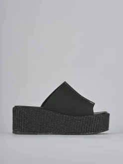 Ciabatte tacco 7cm camoscio nero