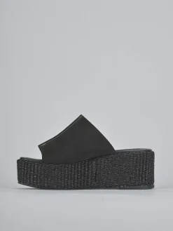 Ciabatte tacco 7cm camoscio nero