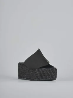 Ciabatte tacco 7cm camoscio nero