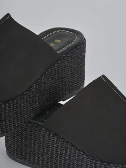 Ciabatte tacco 7cm camoscio nero