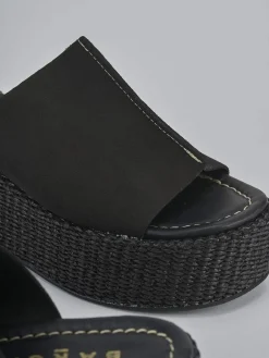 Ciabatte tacco 7cm camoscio nero