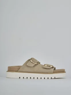 Ciabatte tacco 1cm camoscio beige