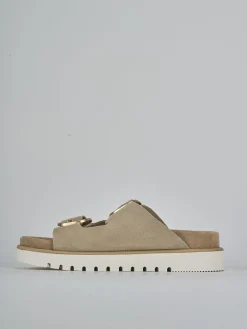 Ciabatte tacco 1cm camoscio beige