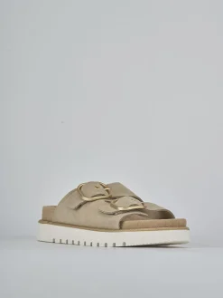 Ciabatte tacco 1cm camoscio beige