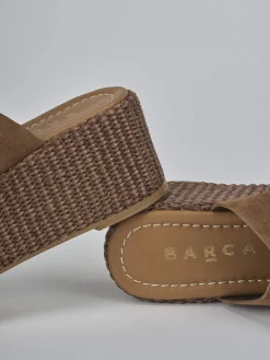 Ciabatte tacco 7cm camoscio testa