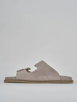 Ciabatte tacco 1cm camoscio beige