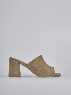 Ciabatte tacco 7cm camoscio marrone