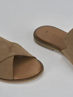 Ciabatte tacco 1cm camoscio beige