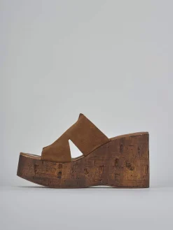 Ciabatte tacco 10cm camoscio marrone