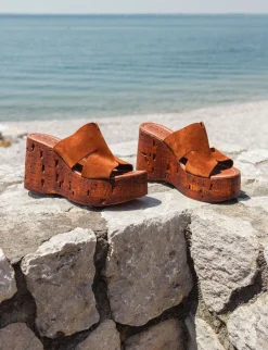 Ciabatte tacco 10cm camoscio marrone