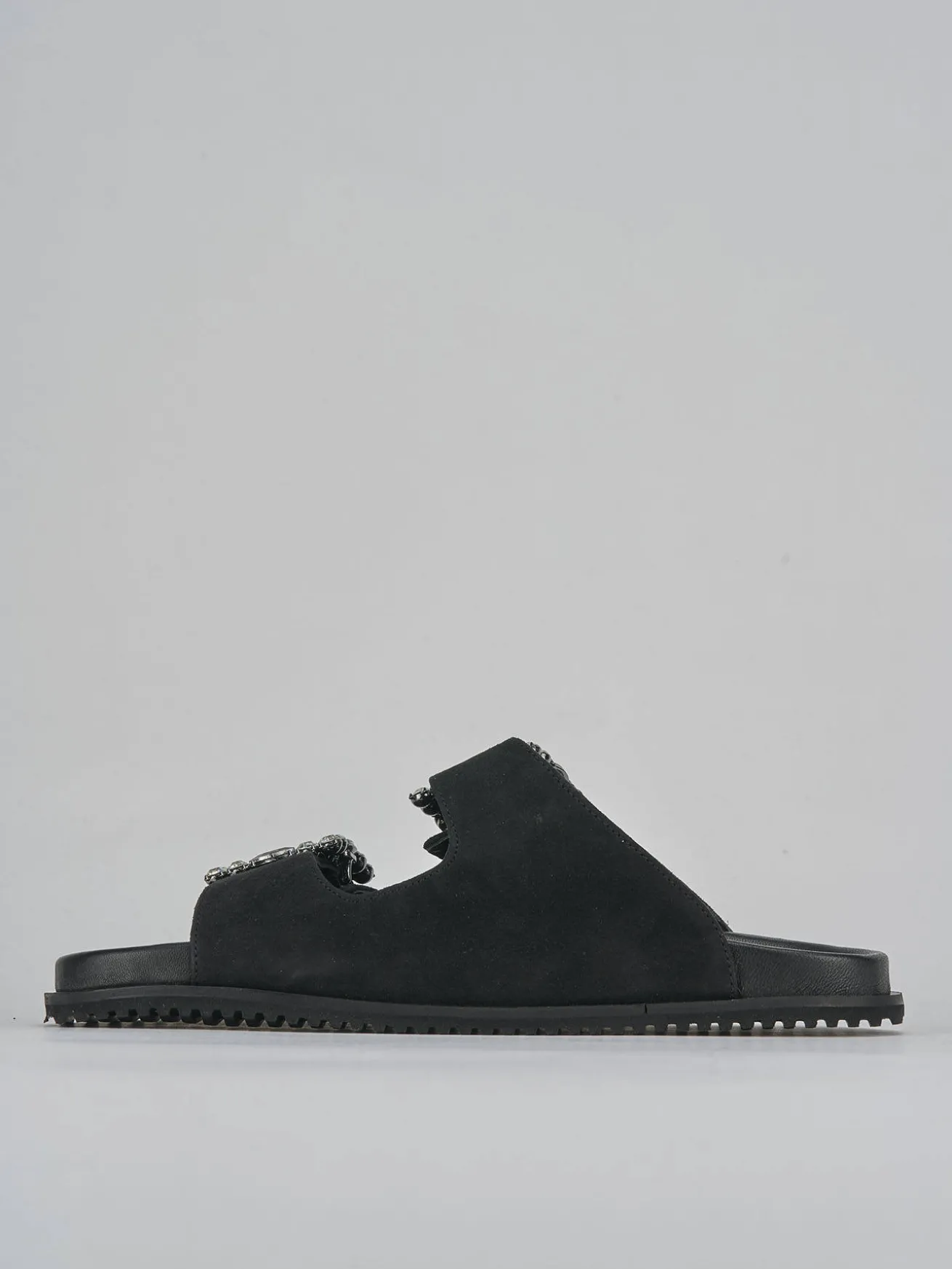 Ciabatte tacco 1cm camoscio nero