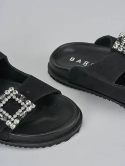 Ciabatte tacco 1cm camoscio nero