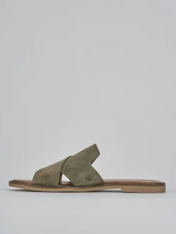 Ciabatte tacco 1cm camoscio verde