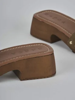 Ciabatte tacco 3cm camoscio verde