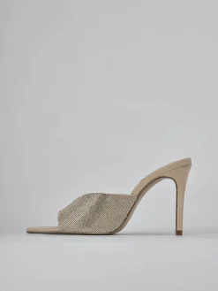 Ciabatte tacco 10cm camoscio beige