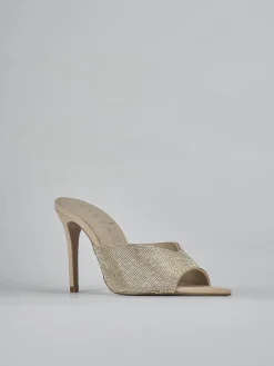 Ciabatte tacco 10cm camoscio beige