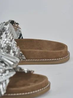 Ciabatte tacco 1cm laminato argento