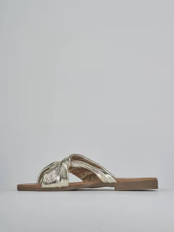 Ciabatte tacco 1cm laminato oro