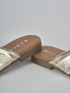 Ciabatte tacco 1cm laminato oro