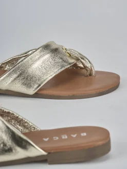 Ciabatte tacco 1cm laminato oro