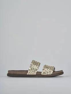 Ciabatte tacco 1cm laminato oro