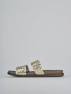 Ciabatte tacco 1cm laminato oro