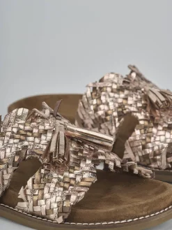 Ciabatte tacco 1cm laminato bronzo