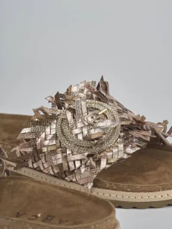 Ciabatte tacco 1cm laminato bronzo