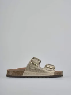 Ciabatte tacco 1cm laminato oro