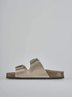 Ciabatte tacco 1cm laminato oro