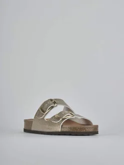 Ciabatte tacco 1cm laminato oro