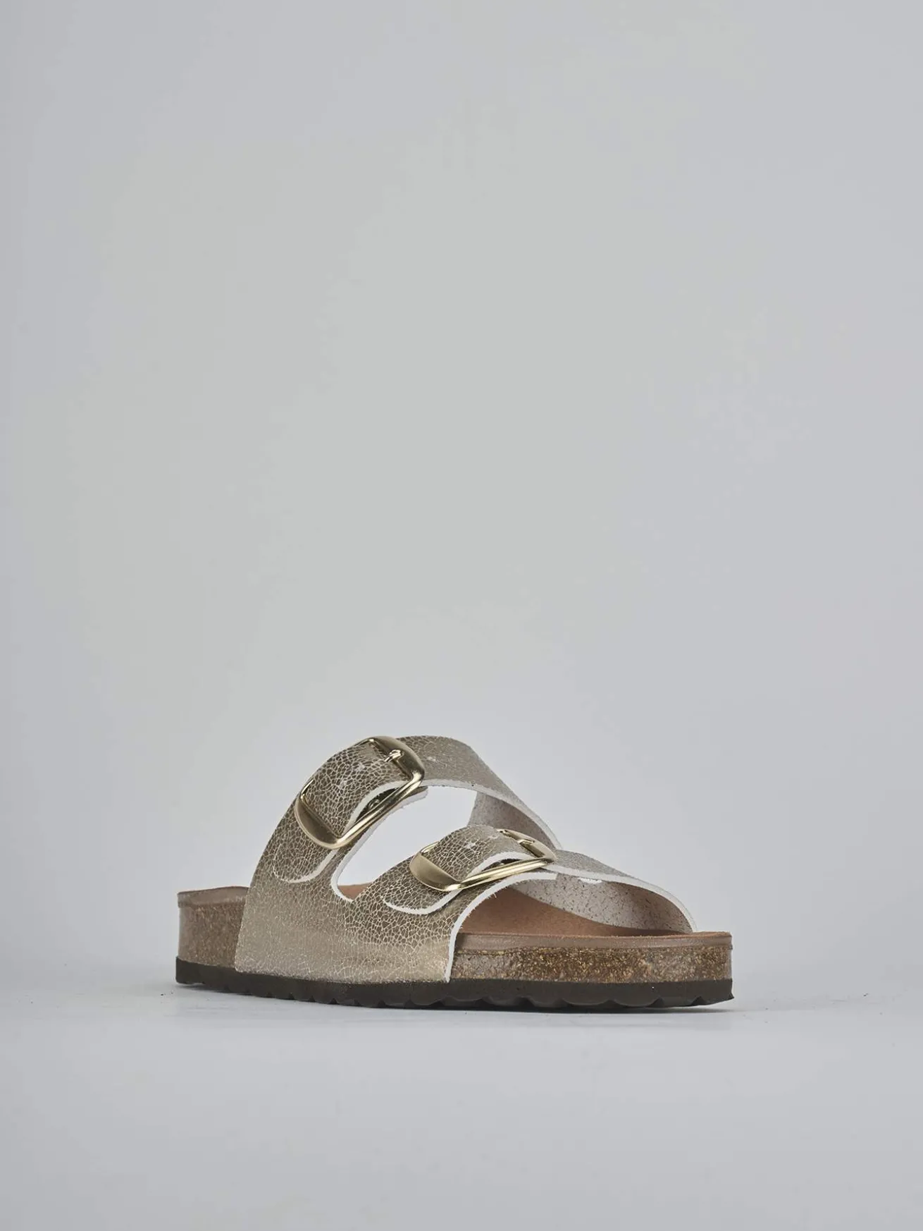 Ciabatte tacco 1cm laminato oro