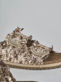 Ciabatte tacco 1cm laminato bronzo