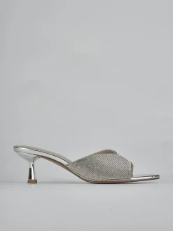 Ciabatte tacco 6cm pelle argento