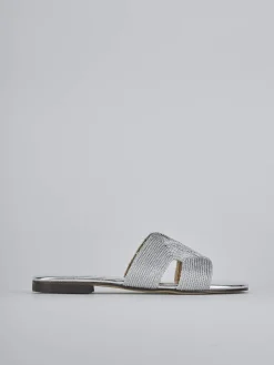 Ciabatte tacco 1cm pelle argento