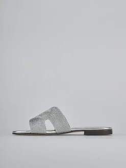 Ciabatte tacco 1cm pelle argento