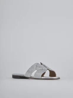 Ciabatte tacco 1cm pelle argento