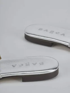 Ciabatte tacco 1cm pelle argento