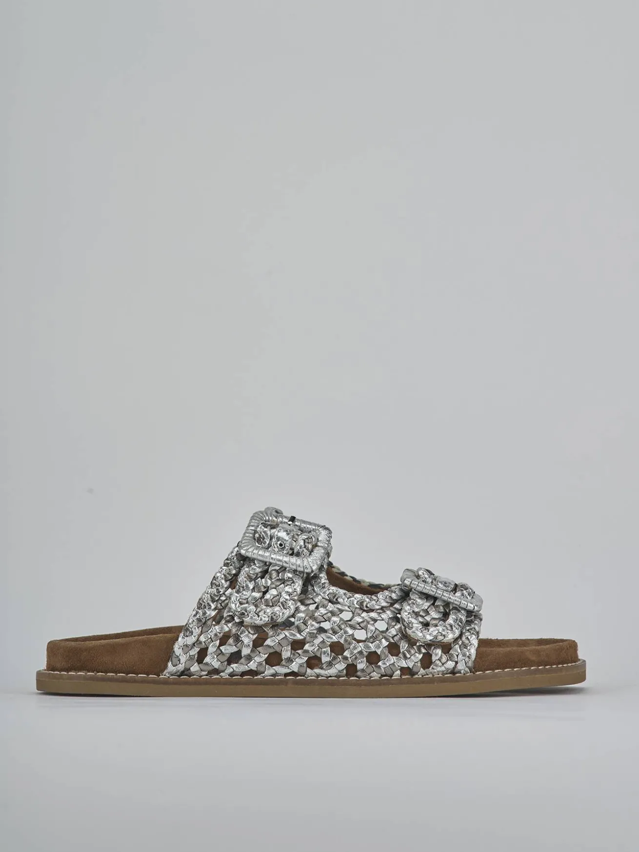 Ciabatte tacco 1cm pelle argento