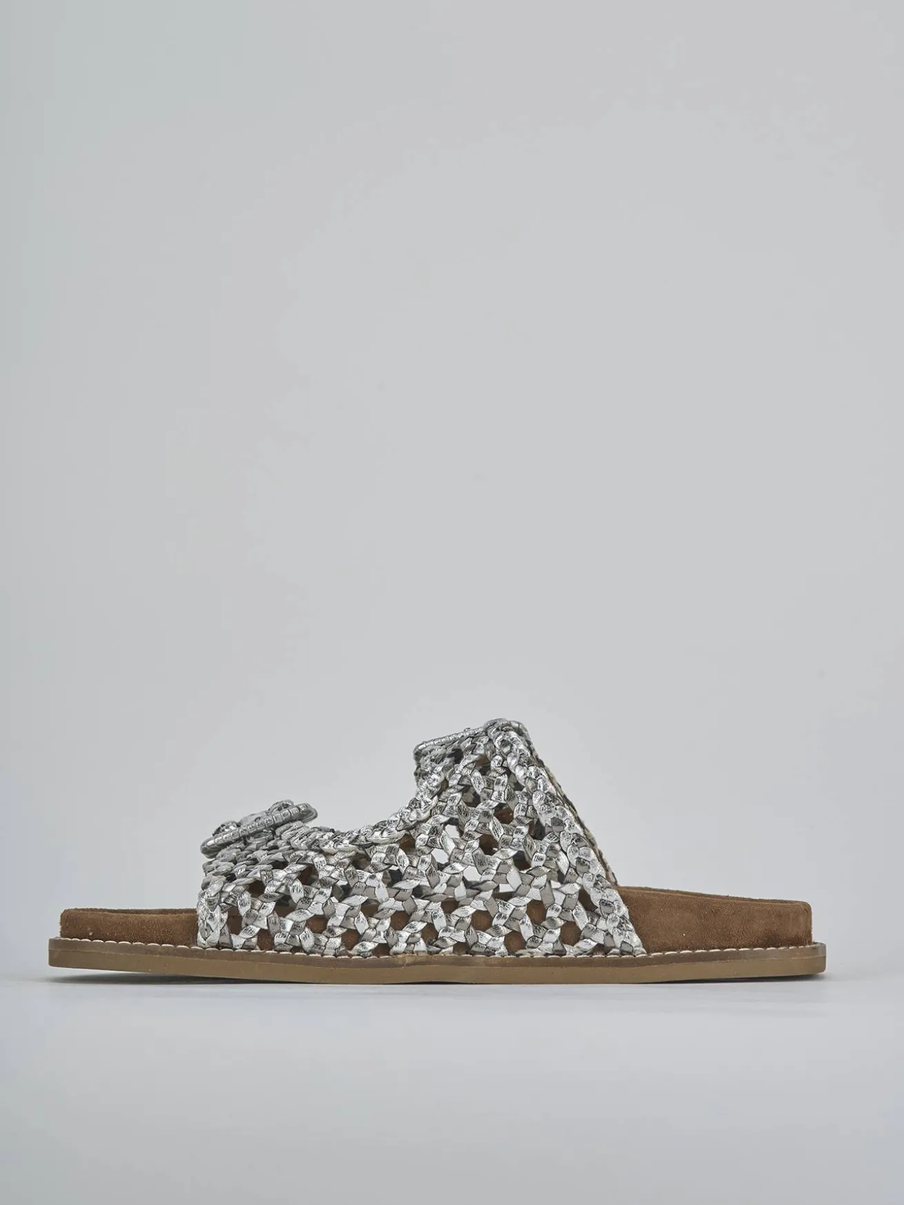 Ciabatte tacco 1cm pelle argento