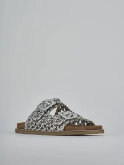 Ciabatte tacco 1cm pelle argento