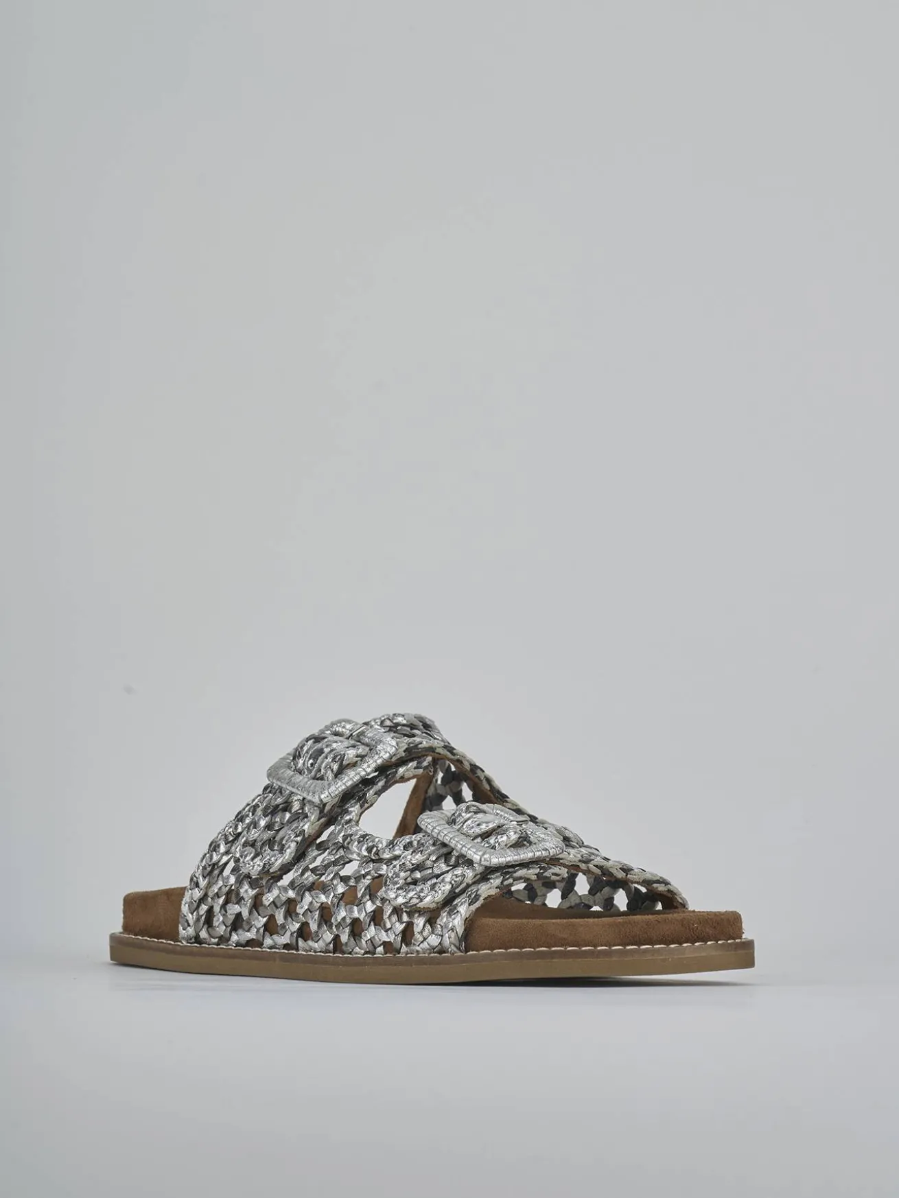 Ciabatte tacco 1cm pelle argento