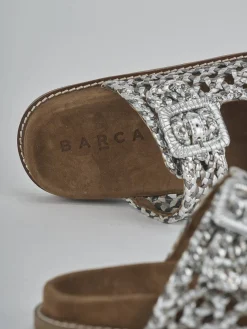 Ciabatte tacco 1cm pelle argento