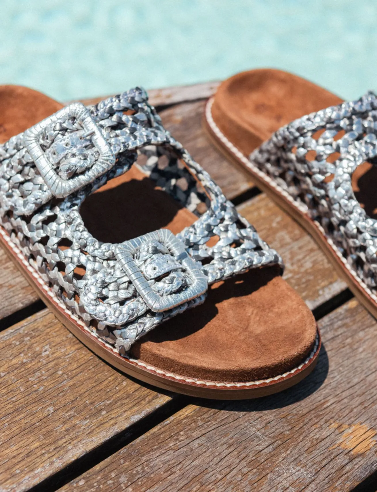 Ciabatte tacco 1cm pelle argento