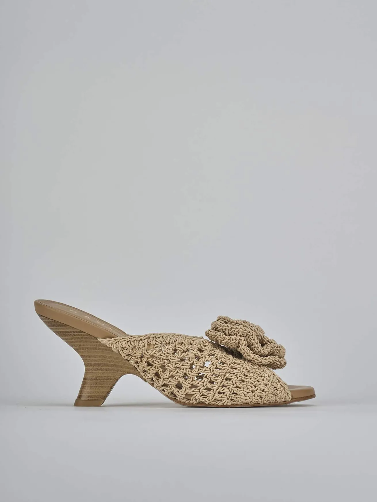 Ciabatte tacco 7cm pelle beige