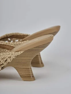 Ciabatte tacco 7cm pelle beige