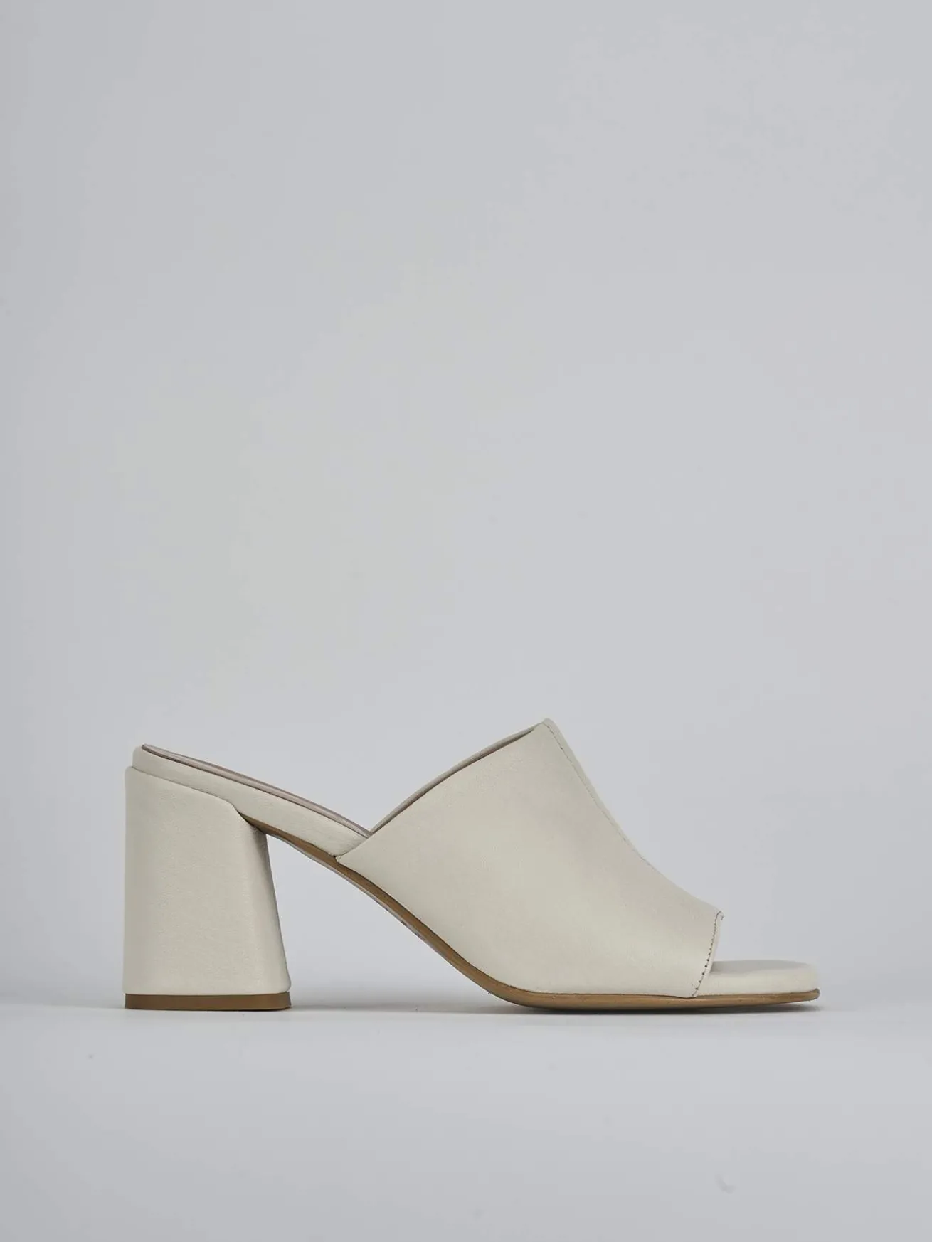 Ciabatte tacco 7cm pelle bianco