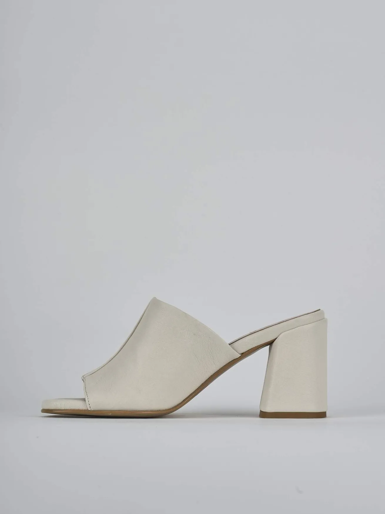 Ciabatte tacco 7cm pelle bianco